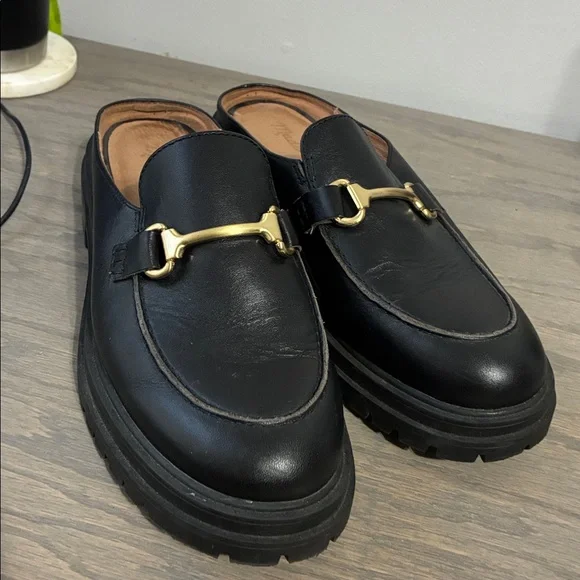 Madewell The Bradley Hardware Lugsole Leather Loafer Mule Preppy Black Sz 8 - Picture 5 of 10